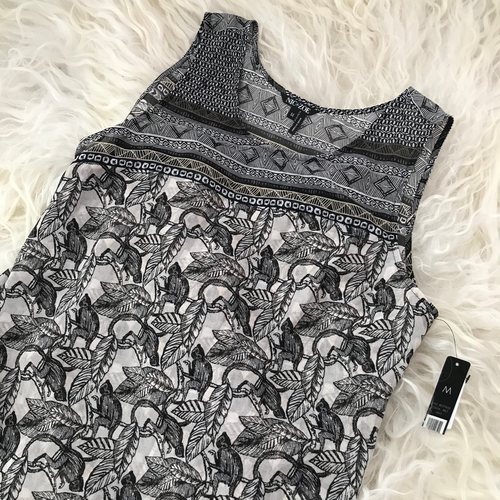 NIC + ZOE Mirrored Monkeys Chiffon Printed Blouse - Picture 8 of 8